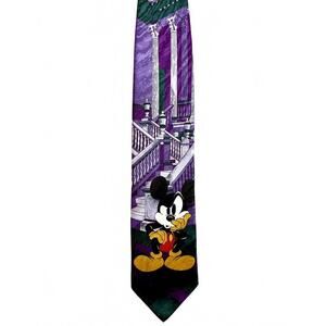 Vintage Disney Mickey Mouse Tie Made in Italy 59” Purple Stairs Necktie